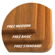 Rodzaje wykończeń narożników parapetów MDF laminowanych - frezy basic, modern, standard