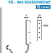 Schemat wymiary i rysunek techniczny  haka rynny prostego Lindab KFL