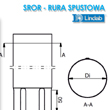 Schemat wymiary i rysunek techniczny rury spustowej okrągłej Lindab SROR