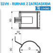 Schemat wymiary i rysunek techniczny rurhaka z zatrzaskiem Lindab SSVH